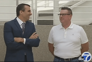 Mayor Liccardo and Paul Kelly, police union president, last week